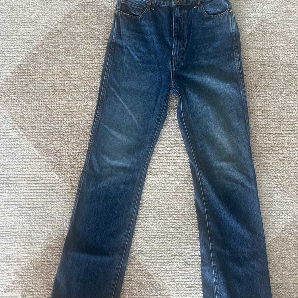 KHAITE Danielle 100% cotton jeans in mid-blue, size 27 - Picture 2 of 15